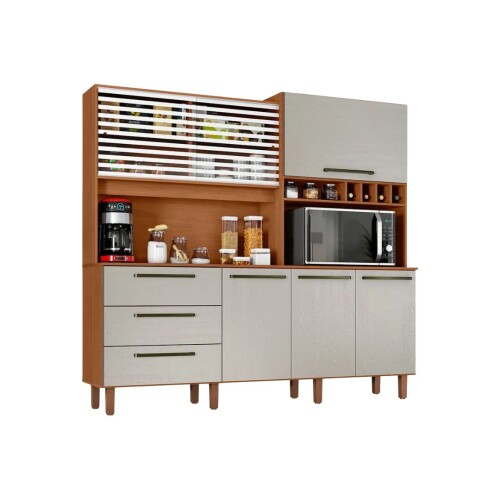 Mega Kit de Cocina - 6 Puertas 3 Cajones Cinamomo/Arena