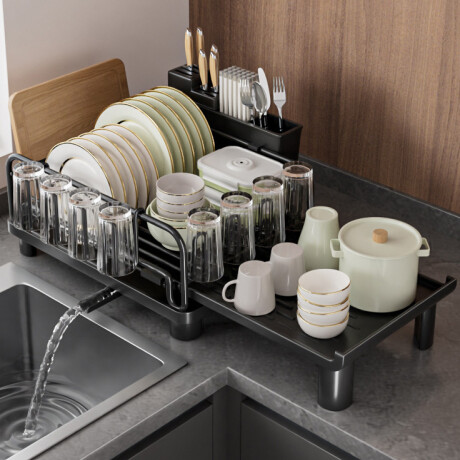 Escurridor Expandible Grande Con Desagüe En Acero Inoxidable Escurridor Expandible Grande Con Desagüe En Acero Inoxidable