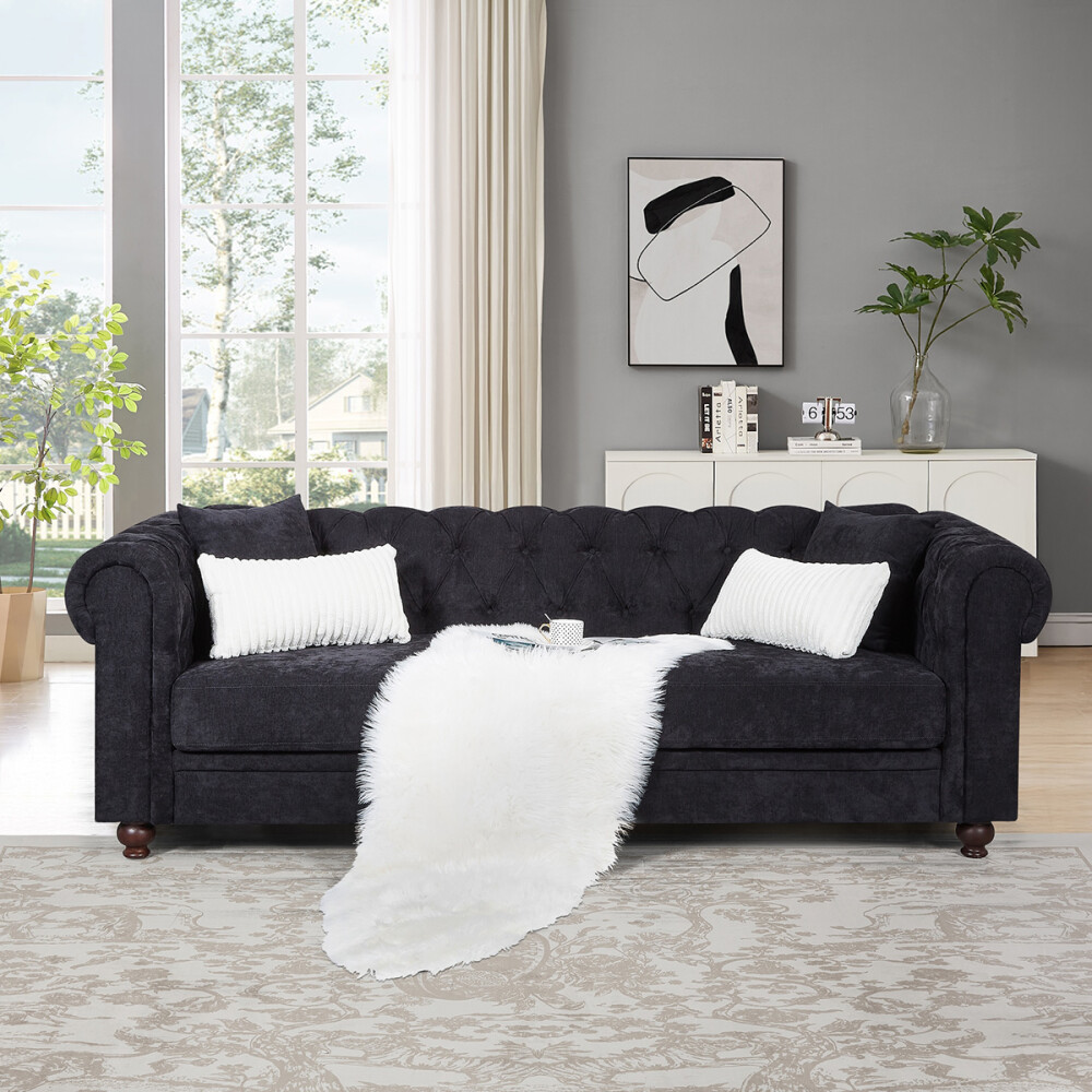 SOFÁ SILLÓN 3 CUERPOS - CON ALMOHADONES negro