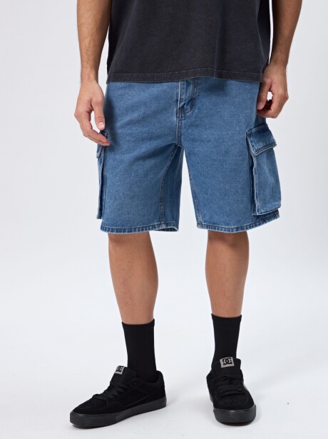 BERMUDA CARGO ROLL AZUL MEDIO JEAN