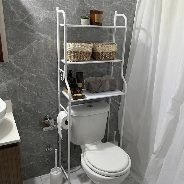 Estantes Armario Mueble Organizador Baño Inodoro Metal Acero Imback Color Blanco Estantes Armario Mueble Organizador Baño Inodoro Metal Acero Imback Color Blanco