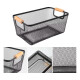 Cesto organizador metal con asa de madera NEGRO