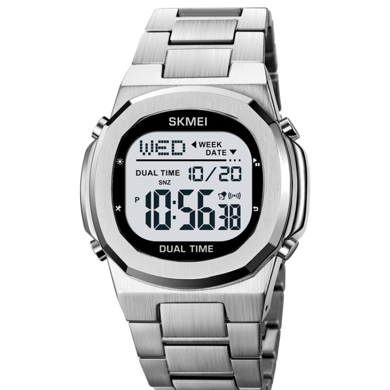 Reloj Skmei 2004SIWT Digital Unisex Plateado con Pantalla Blanca Plateado