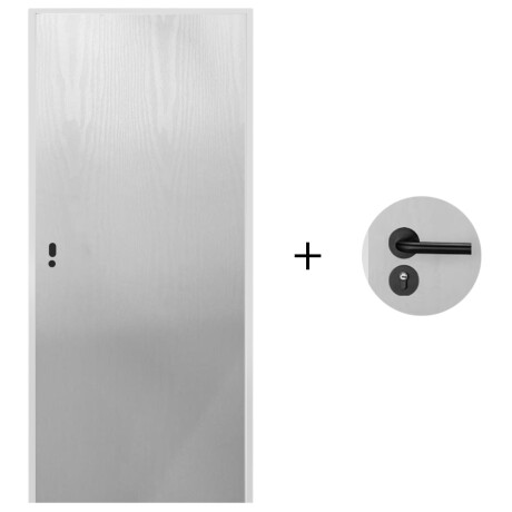 Puerta Desarmada Interior en MDF con Marco y Cerradura Lumax Blanca tramada Herraje Negro