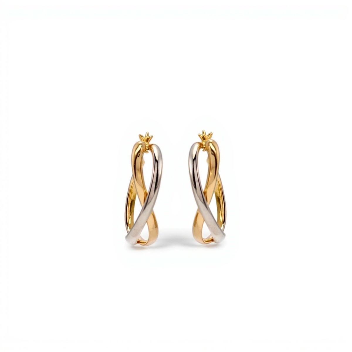 Caravanas Aros Infinito- Oro bajo - oro blanco - Sin piedra- CA8403 - sinpiedra 