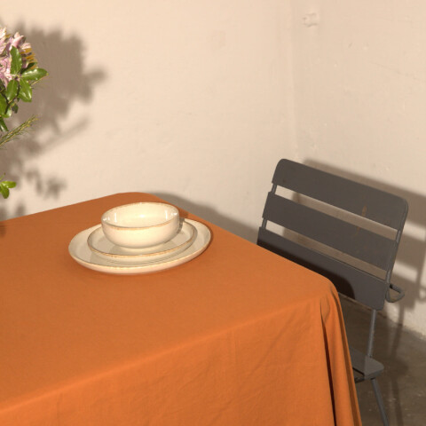 Mantel liso redondo algodón 180cm marrón