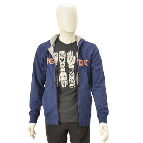 Campera Deportiva con Capucha Reebok Hombre El Logo Fz Azul