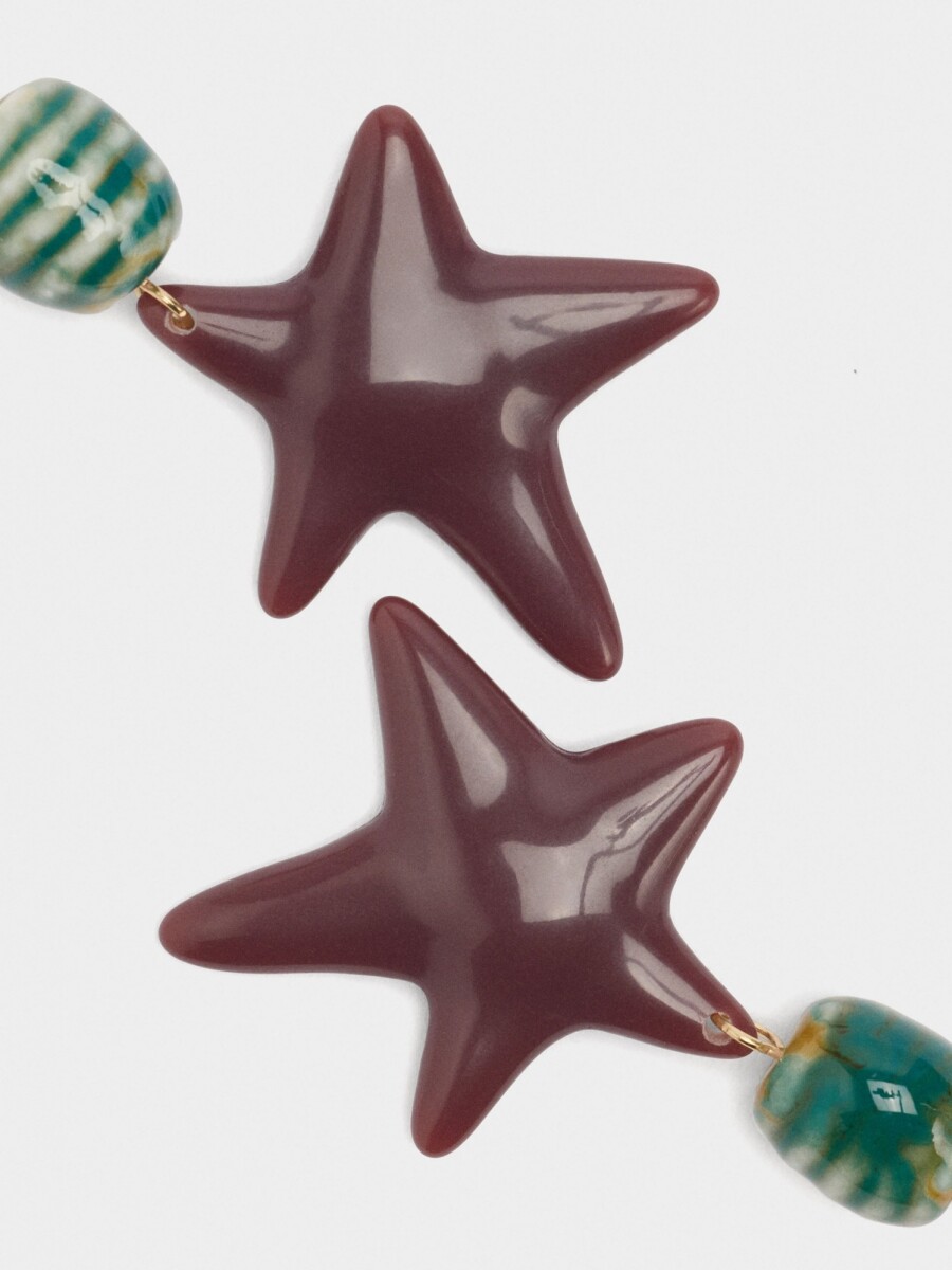 Pendientes Largos Estrellas Con Cerámica multicolor