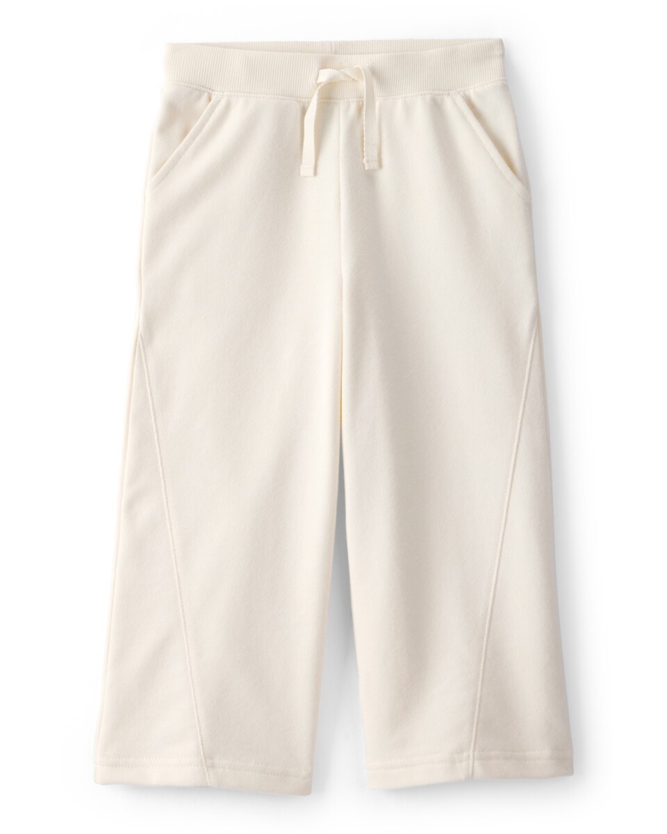 Pantalón deportivo de algodón, con pierna ancha, marfil 