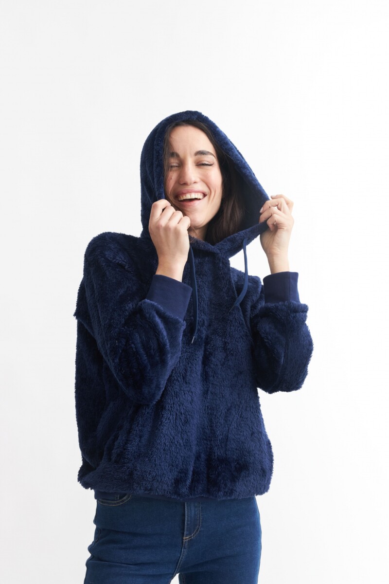 Hoodie sherpa AZUL MARINO