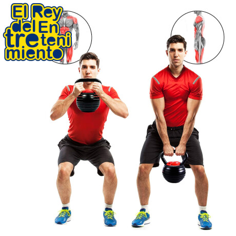 Pesa Rusa Kettlebell Peso Ajustable 9Kg De Hierro Negra