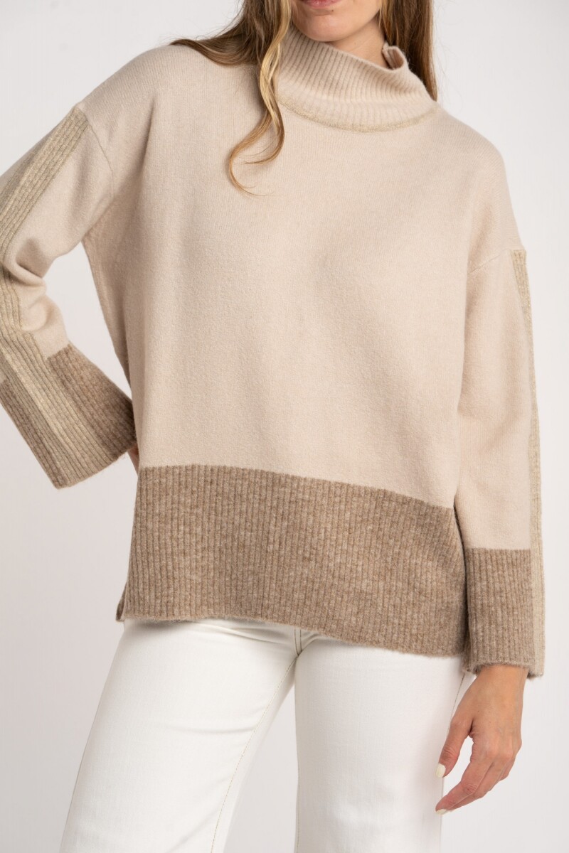 Polera Color Block Beige Melange