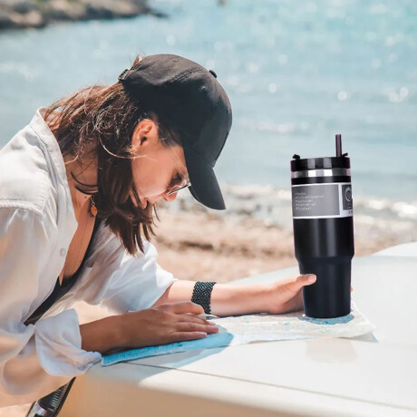 Vaso Térmico con Sorbito Termo Acero Inox 890Ml Frío Calor Celeste