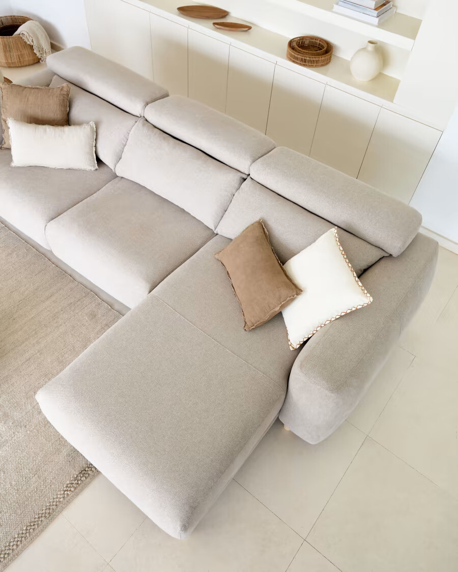 Sofá Singa 3 Plazas con chaise longue derecho beige 296 cm