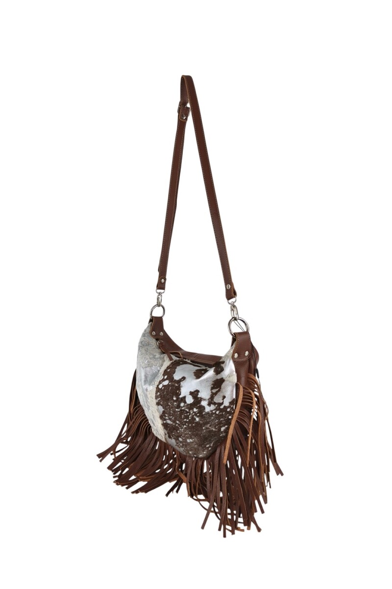 Morral con flecos en cuero Marrón