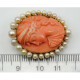 Prendedor Oro 18K, Con Camafeo De Coral Y Perlas De Cultivo Prendedor Oro 18K, Con Camafeo De Coral Y Perlas De Cultivo