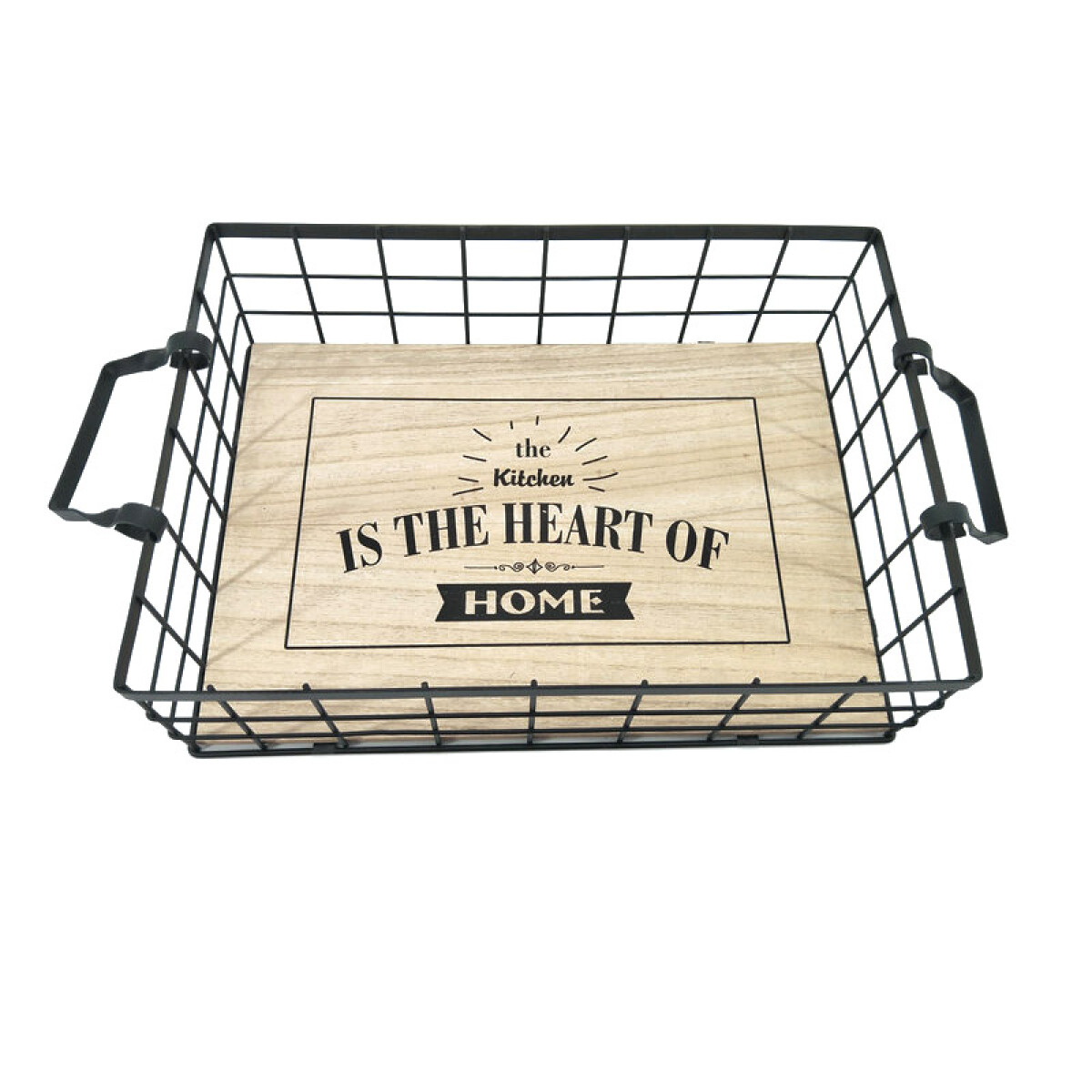 Cesto Metal y Madera 45x25x10.5cm Negro 