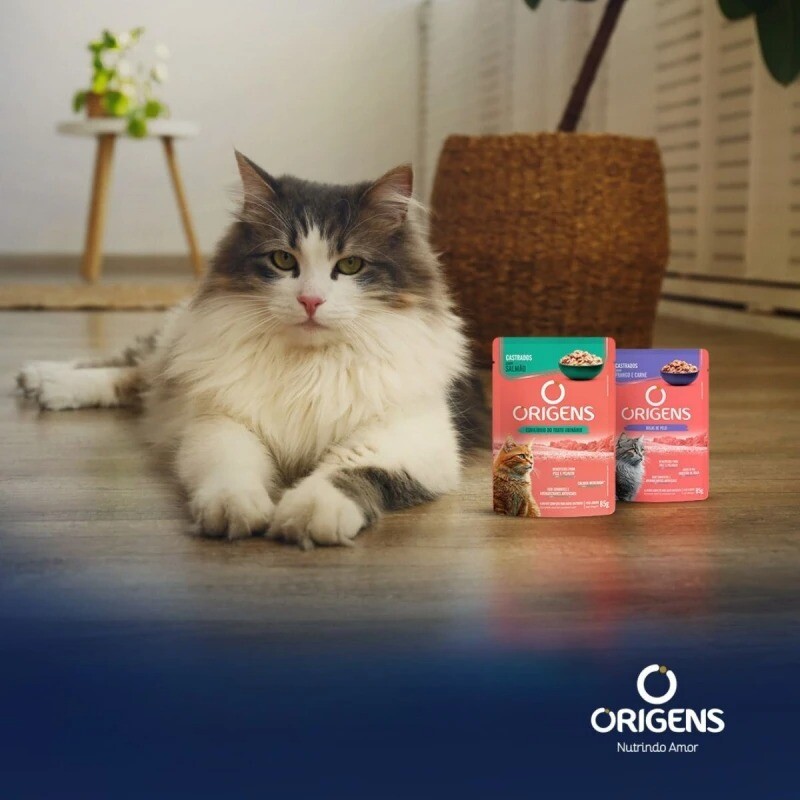 ORIGENS EN SALSA PARA GATOS CASTRADOS 85 GR. BOLA DE PELO POLLO Y CARNE
