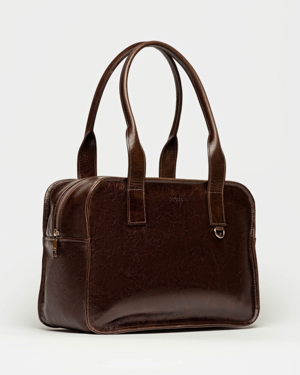 Bolso Capri en cuero arrugado Chocolate