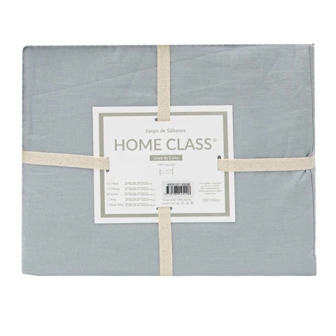 Juego Sábanas Queen Size Home Class Lisas 180 Hilos 100% Algodón GRIS