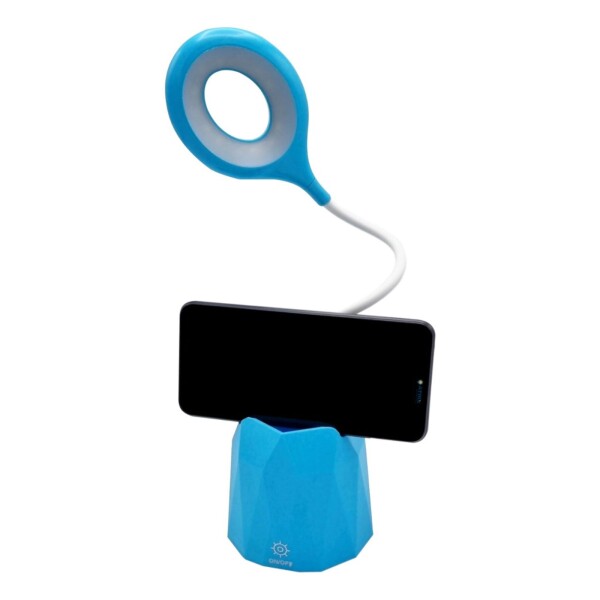 Lampara Tactil Flexible Con Base Porta Lapiz Recargable Led Color Variante Celeste