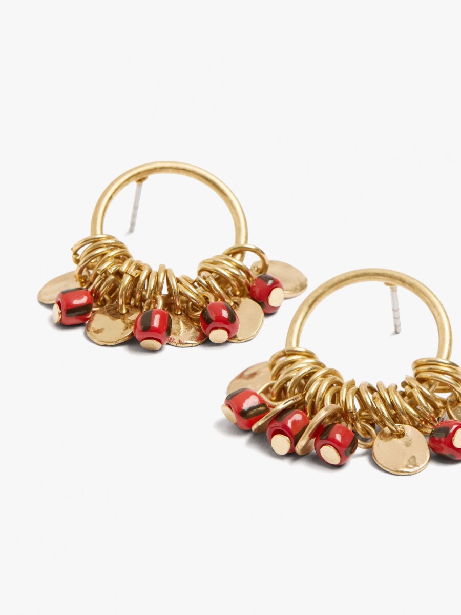 Pendientes De Aro Medallas Y Cuentas dorado