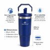 Botella Térmica 900 ml Acero Inoxidable Frío y Calor con Sorbete y Asa Azul