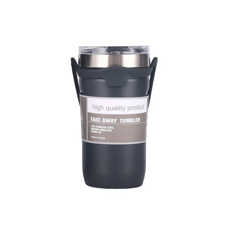 Vaso térmico de acero con tapa y agarre de silicona Negro