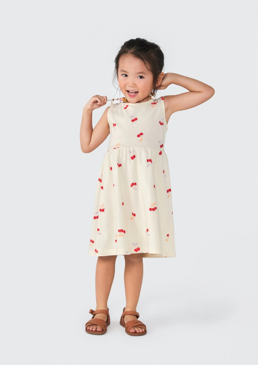 VESTIDO INFANTIL ESTAMPADO - BEIGE 