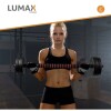 Set 2 Mancuernas Lumax + Barra 2 en 1 + 30kg Discos Pesas Rojo