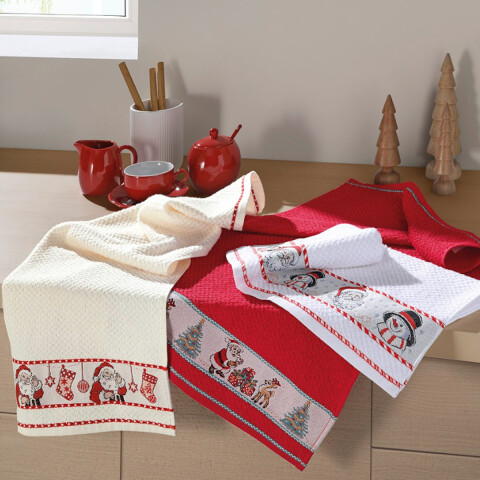 Repasador Cocina Dohler Jacquard Bord 45 cm x 70 cm Navidad Blanco