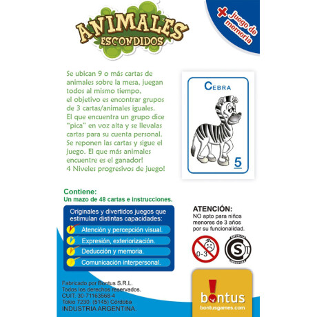 Juego Didactico Infantiles Bontus Animales Escondidos
