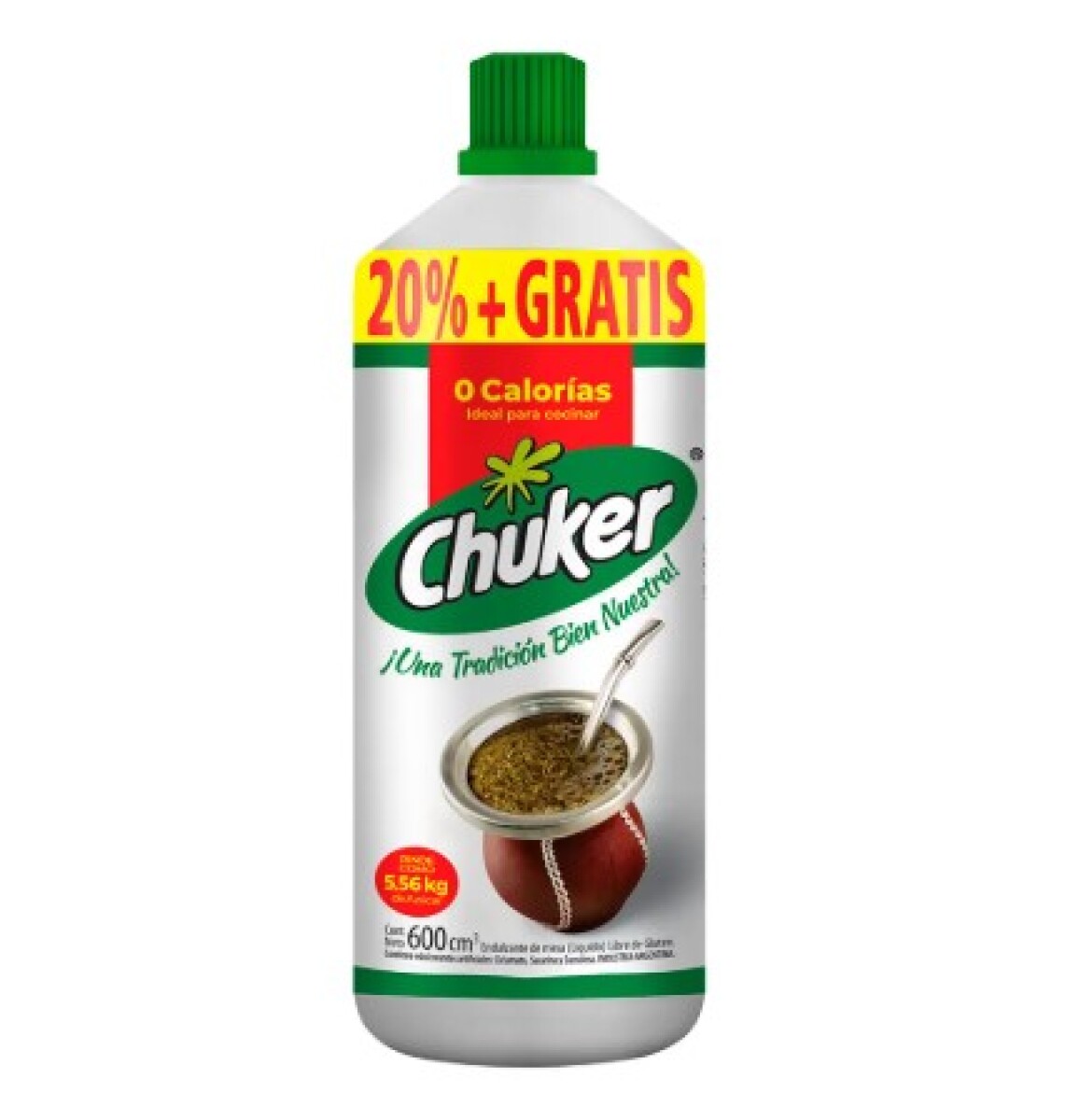 Chuker endulzante líquido 600 cc + chuker sucralosa 250 ml de regalo! 
