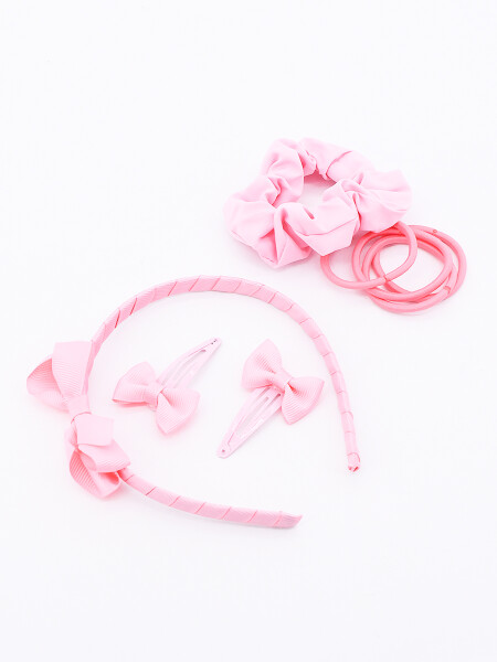 VINCHA + ACCESORIOS SET X 8 ROSADO