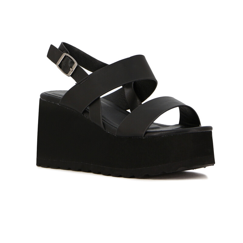 Sandalias Mujer Darkness Plataforma Con Dos Tiras Negro