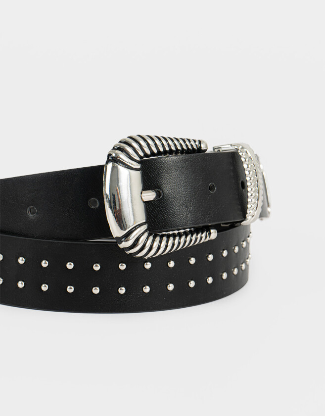 Cinturones y Fajas Boho Cinturón Con Hebilla Western - Negro