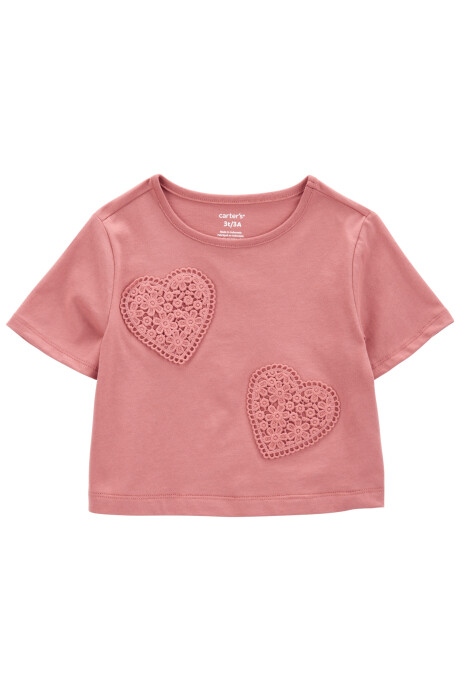 Remera de algodón con corazón bordado Sin color