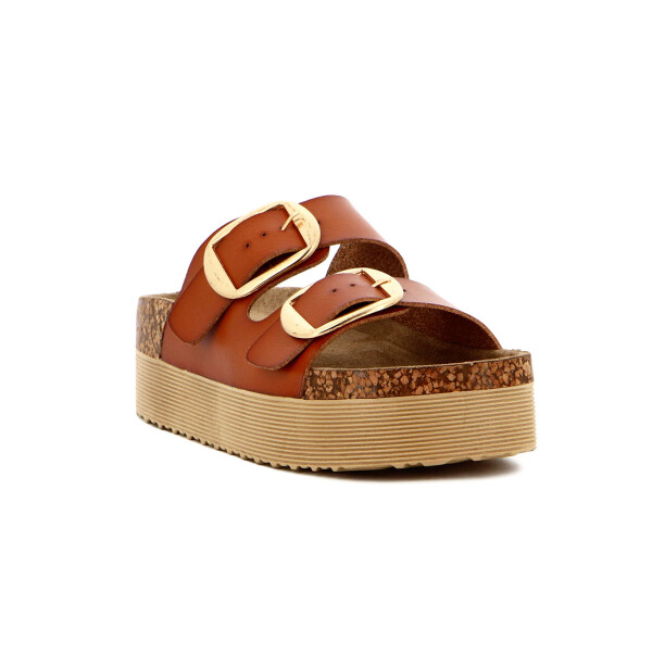 Darkness Sandalia Casual Dama C/dos Tiras C/hebilla Plataforma / Camel Camel