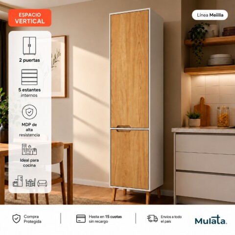 Mueble Multiusos y Alacena de Cocina con estante en MDP - Madera - Línea Melilla - Blanco Mueble Multiusos y Alacena de Cocina con estante en MDP - Madera - Línea Melilla - Blanco