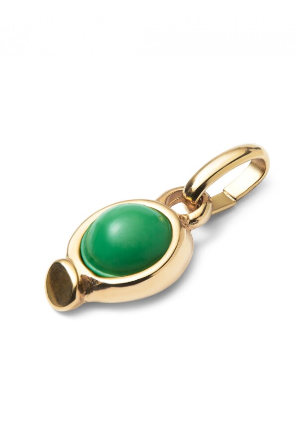 CHARM BAÑADO EN ORO 18K CON PIEDRA VERDE. Charm