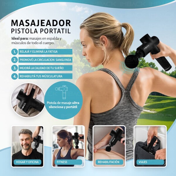 Masajeador Corporal 6 Cabezales Pistola Inalambrico Digital Motor Profesional MSJ008 Masajeador Corporal 6 Cabezales Pistola Inalambrico Digital Motor Profesional MSJ008