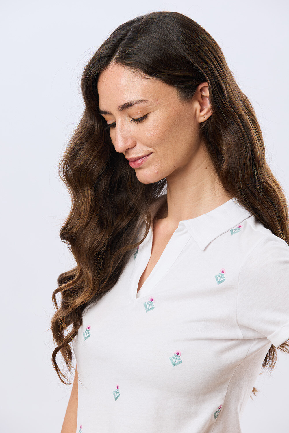 REMERA POLO BORDADA DE ALGODÓN Blanco