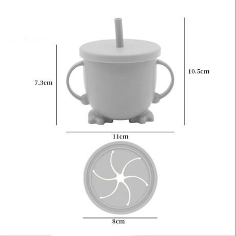 Set X10p Plato Comer Bebe Silicona+ Cubierto Vaso Gris