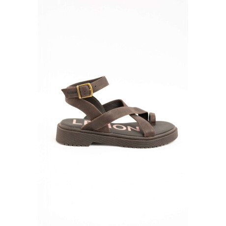 Sandalias Tiras Cruzadas Cuero Chocolate