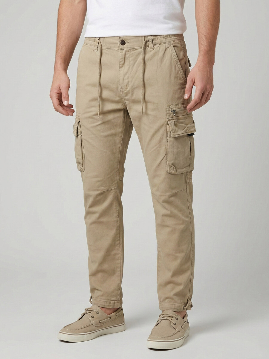 PANTALON CARGO AJUSTABLE - BEIGE 