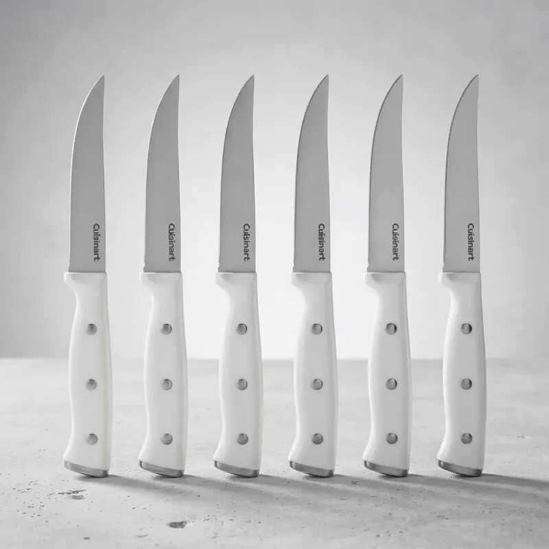 Juego De Cuchillos de acero inoxidable mango blanco Cuisinart 77WTR-6PSK Juego De Cuchillos de acero inoxidable mango blanco Cuisinart 77WTR-6PSK