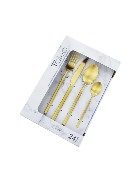 SET 24 PIEZAS CUBIERTO ACERO INOXIDABLE GOLD TOKIO SET 24 PIEZAS CUBIERTO ACERO INOXIDABLE GOLD TOKIO