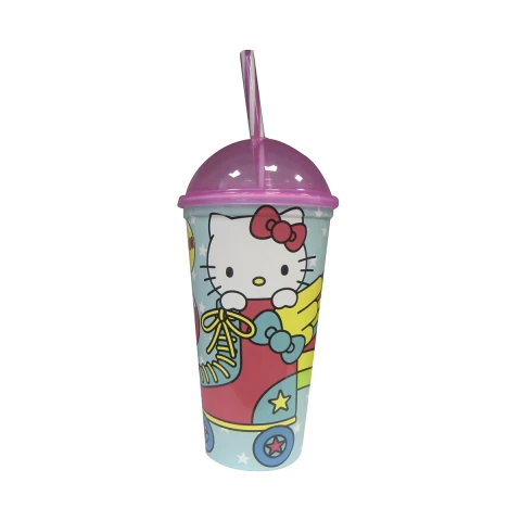 Vaso Plástico Milk Shake con Pajita Hello Kitty 500 ml U