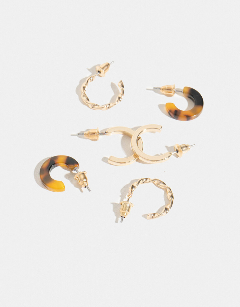 Aros Argollas Set Metal Set De Argollas - Dorado