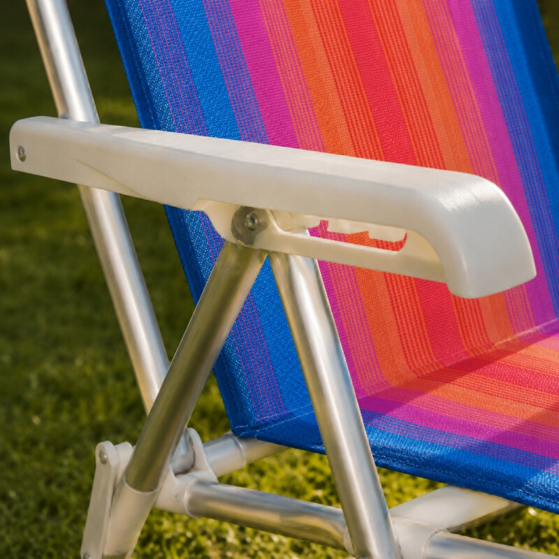 Silla reclinable 4 posiciones aluminio NARANJA/AZUL